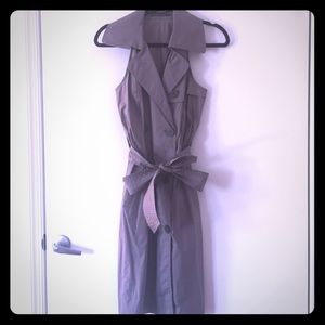 Club Monaco classic sleeveless grey trench dress.