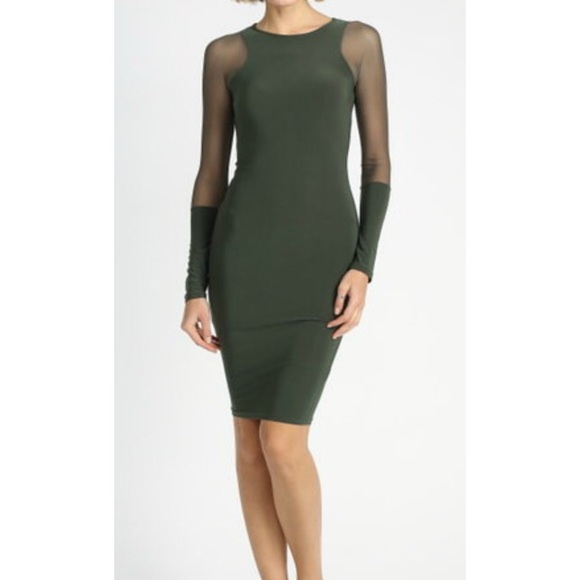 ARMY DRESS DRESS WITH MESH DETAIL