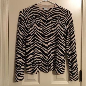 J Crew zebra print wool cardigan