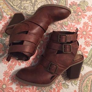 Brown Booties with open back