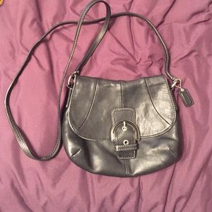 Black Coach Crossbody bag with Buckle Detail