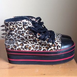 YRU cheetah platform sneakers with spikes