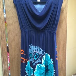 Comfortable Blue Floral Dress