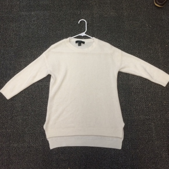 White sweater, 3/4 length sleeves