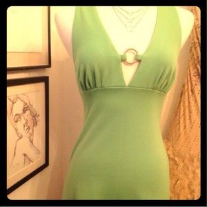 HP! Vintage 1970s Lime Green Go-Go Groupie Dress!