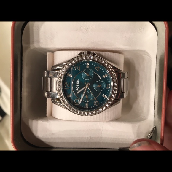 Fossil teal face watch
