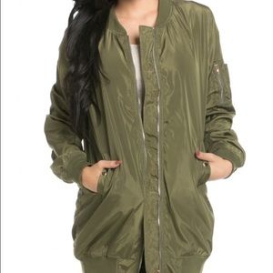 Longline bomber jacket in black