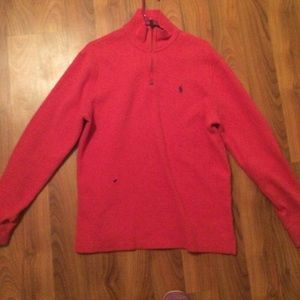 Red polo pullover