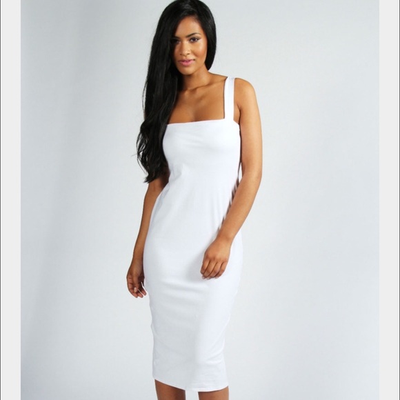 White Bodycon Midi Dress