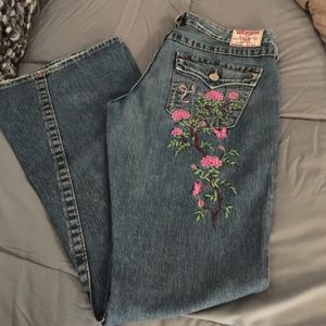 True Religion flowered detail jeans