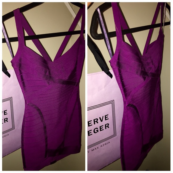 New Herve Leger Dahna Dress Size Xsmall In Magenta