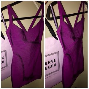 New Herve Leger Dahna Dress Size Xsmall In Magenta