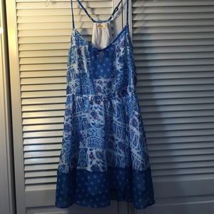 Hollister Blue & Coral Print Dress