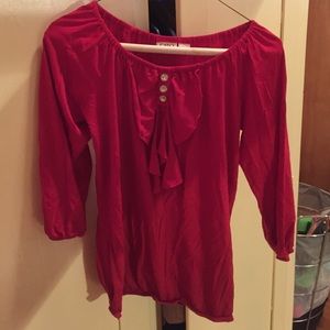 Red Cato blouse with sequin buttons