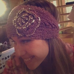 Purple crochet ear warmer headband