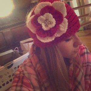 Christmas red and white ear warmer headband