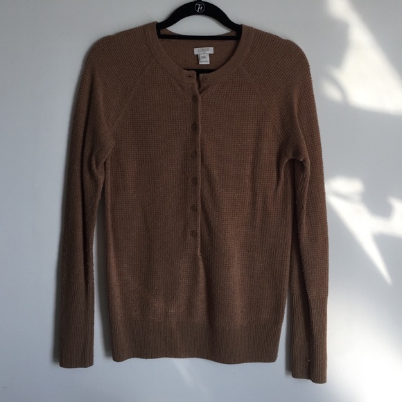 J. Crew Waffle Knit Sweater in Tan XXS