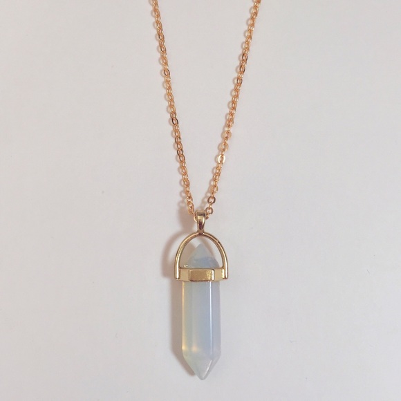 Jewelry - SOLD opal crystal point necklace - gold chain