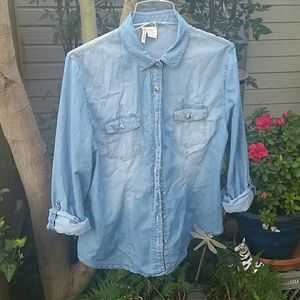 Light wash Jean button down shirt