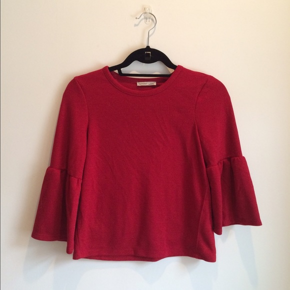 Red flared sleeves top from Zara