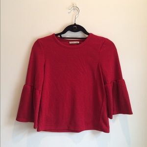 Red flared sleeves top from Zara