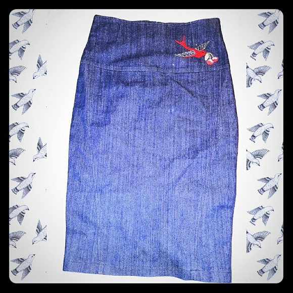 HIGH WAISTED JEAN PINUP PENCIL SKIRT