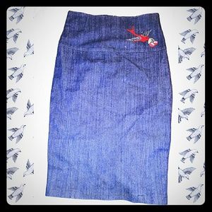 HIGH WAISTED JEAN PINUP PENCIL SKIRT