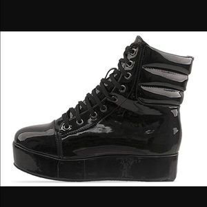 Black patent leather boots