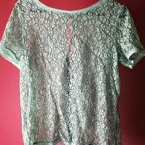 Blue and Black Lace Top