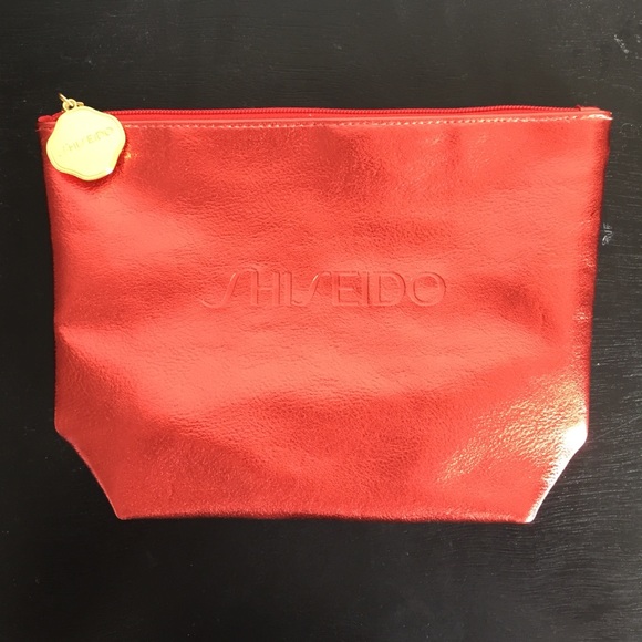 Shiseido Red Metallic Cosmetic Bag