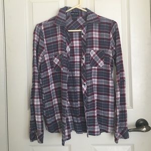 grey, white,& burgundy flannel
