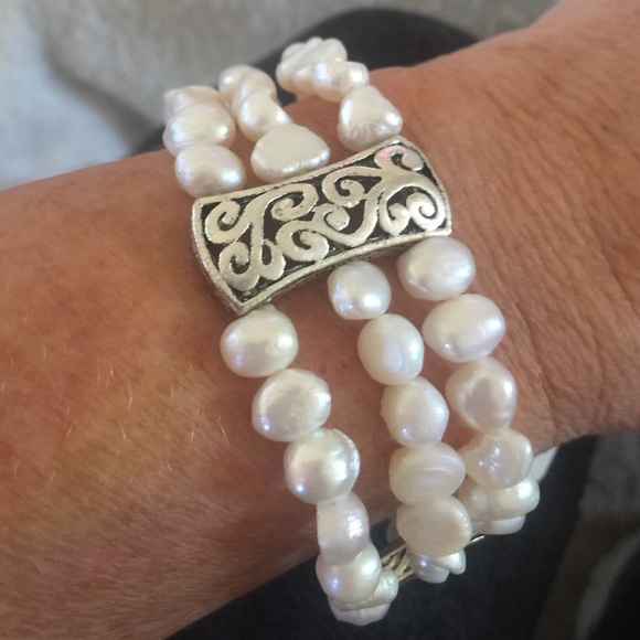 Three Strand REAL Fresh Water  Pearl bracelet
