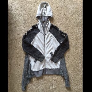 Free People Textured Piece Zip Up Hoodie