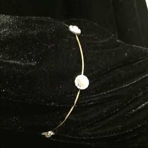 Blue and silver beaded anklet elastic