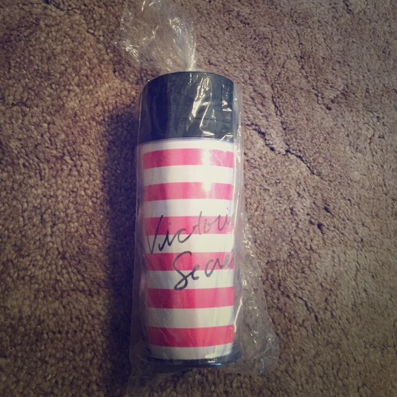 Victoria's Secret Travel Tumbler Mug -Pink Stripes