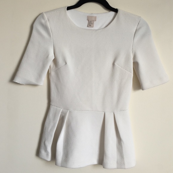 H&M Cream Peplum Top Sz 2