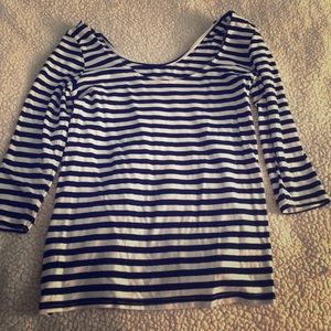 Stripped off the shoulder shirt!