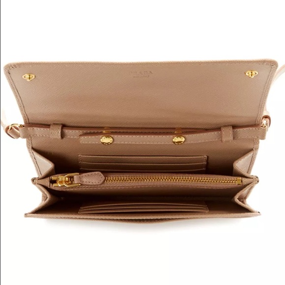 Prada Saffiano Leather Crossbody Wallet with Strap - Picture 2 of 4