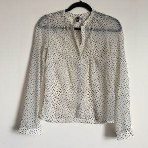 H&M Black And White Polka Dot Blouse XS
