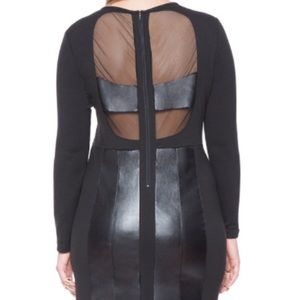 Faux leather mixed mesh dress
