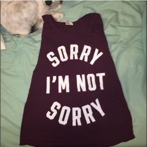 Burgundy Sorry Not Sorry PINK Muscle Tee