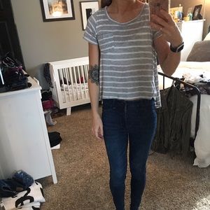 Abercrombie and Fitch striped shirt grey and white