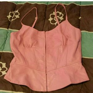Matching set Pink leather skirt and top for lady11