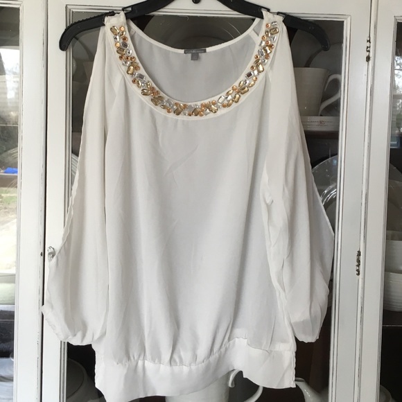 White Dress top with embellished neckline