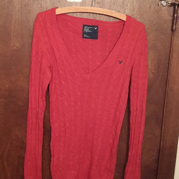 Red V-Neck American Eagle Outfitter Sweater - Picture 1 of 4