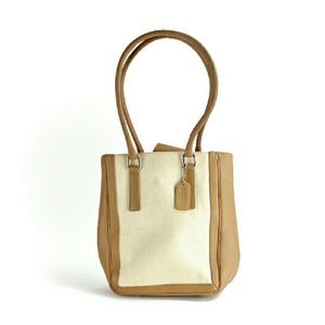 Coach Linen/Leather Tote - EUC - Tan