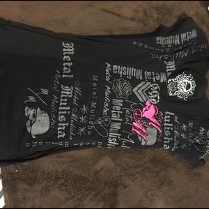 Black and pink metal mulisha tee