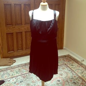 Beaded shoulder black strapless dress