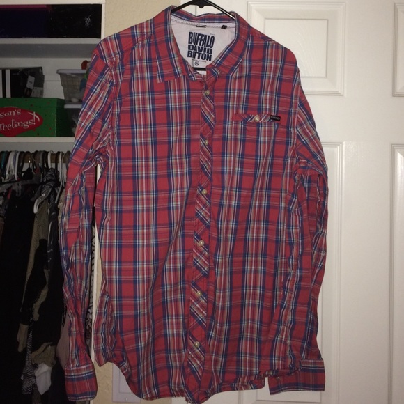 Men's extra large red white &blue plaid flannel