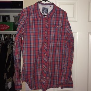 Men's extra large red white &blue plaid flannel
